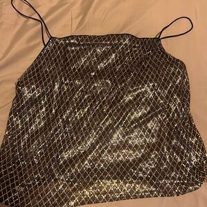 Alice + Olivia Harmon gold top